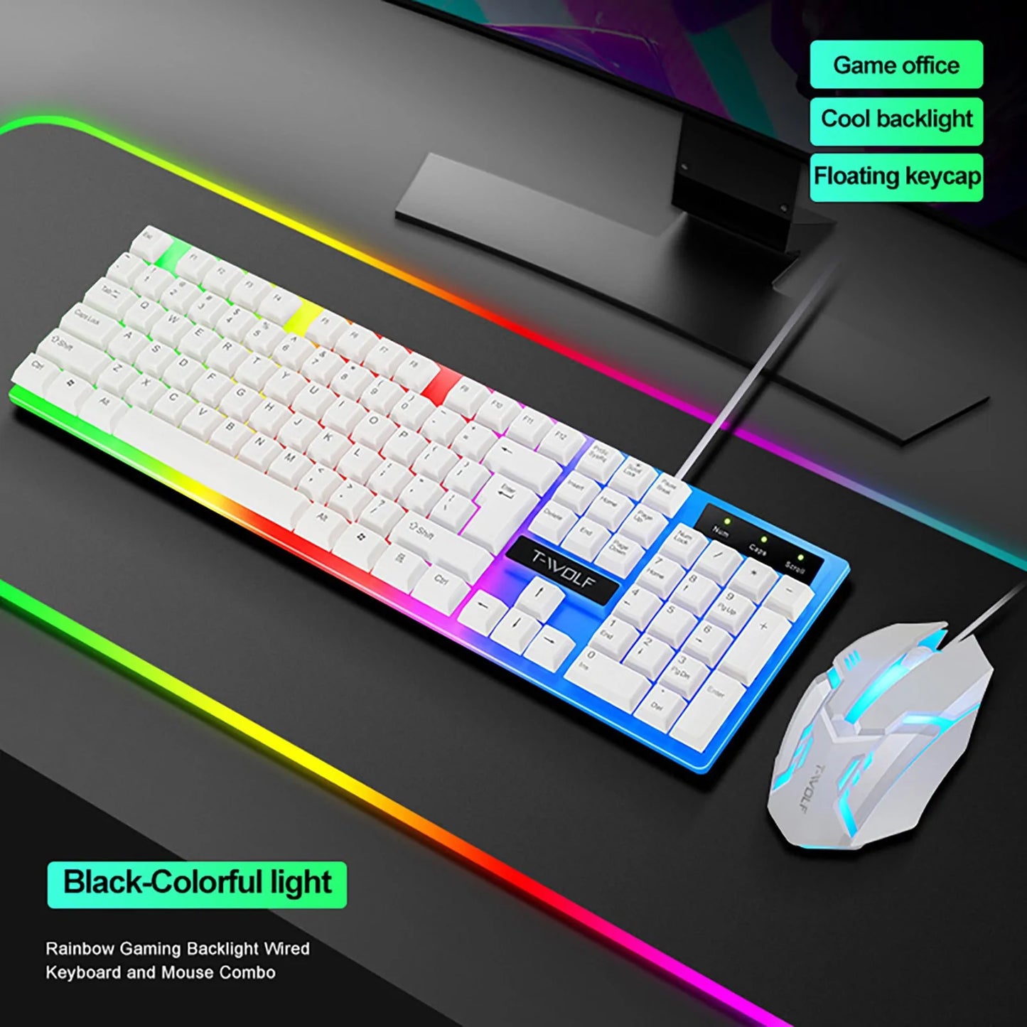 Rainbow Backlit Wired Gaming Keyboar